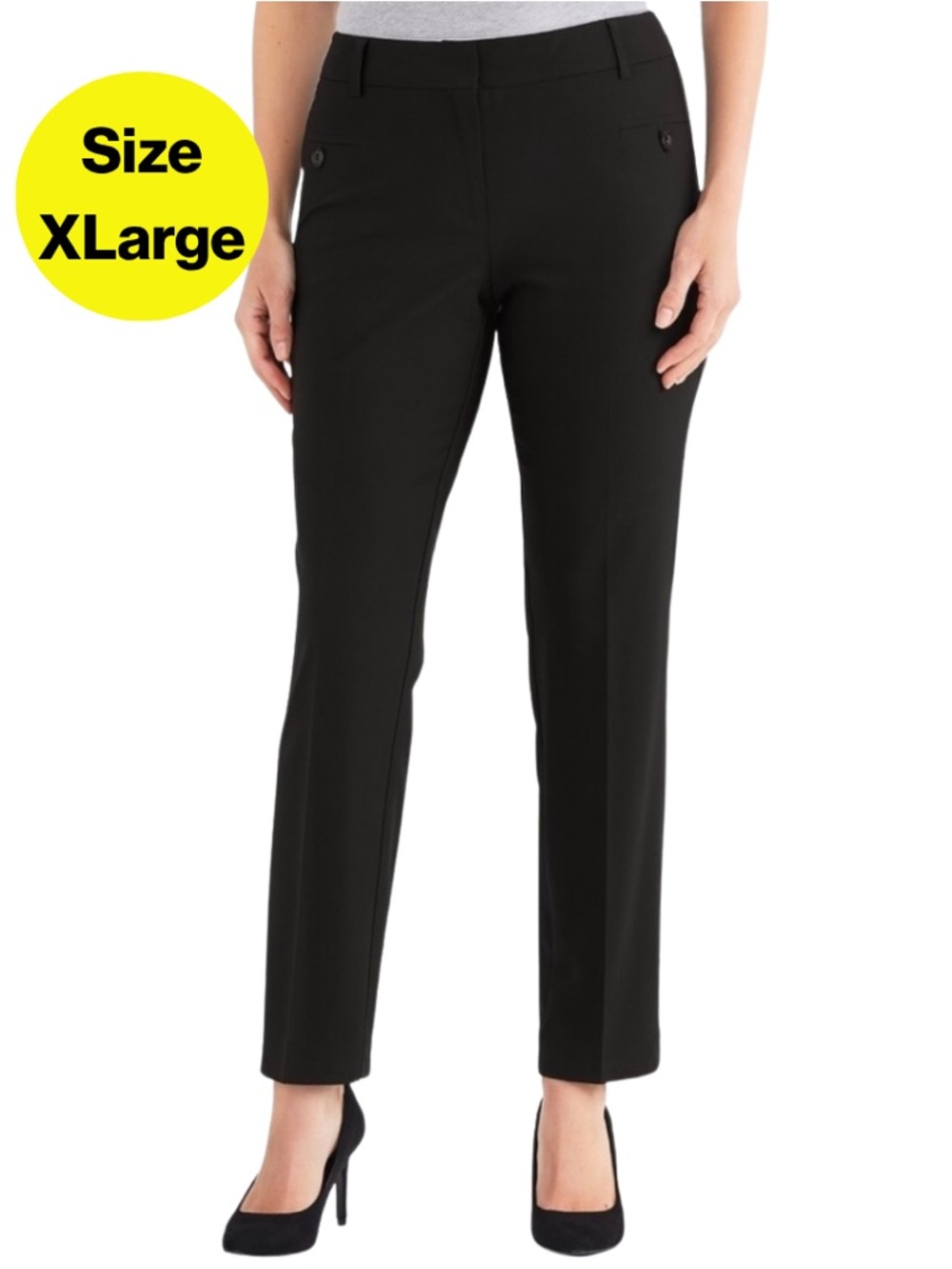 3/for $15 🍒 LABIJOU Classic Black Straight Leg Stretchy Work Slacks 🖤 (Size 8)